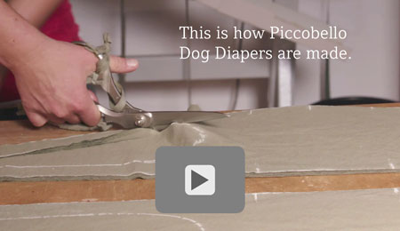 The videos shows how piccobello dog diapers are made.